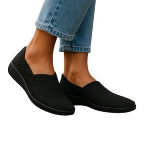 STEVEN by Steve Madden Y2K Platform Woven Wedge Shoes Black Chunky Textile 8